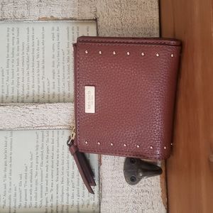 Kate Spade Malea West Street Port Brown Studded Rivet Gold Bifold Wallet Small